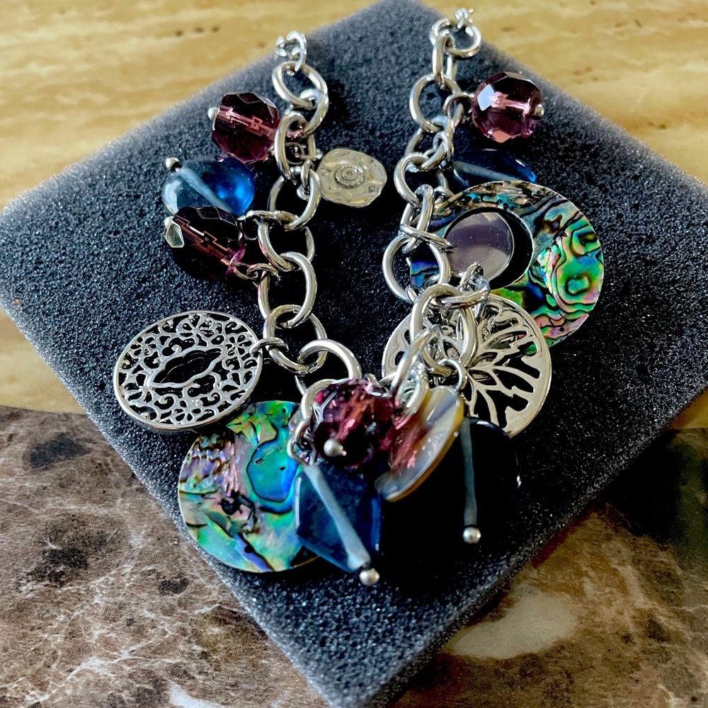 Lia Sophia Abalone Blue and Purple Neptune Bracelet NWOT in box. Adjustable